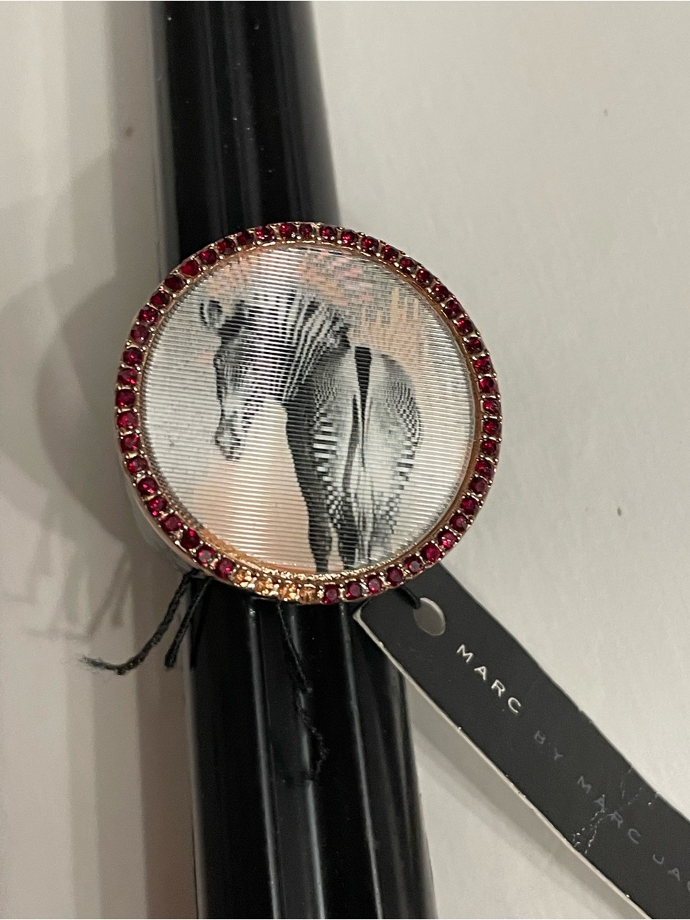 MARC by Marc Jacobs Zebra Crystal-Trimmed Ring nwt size 7
